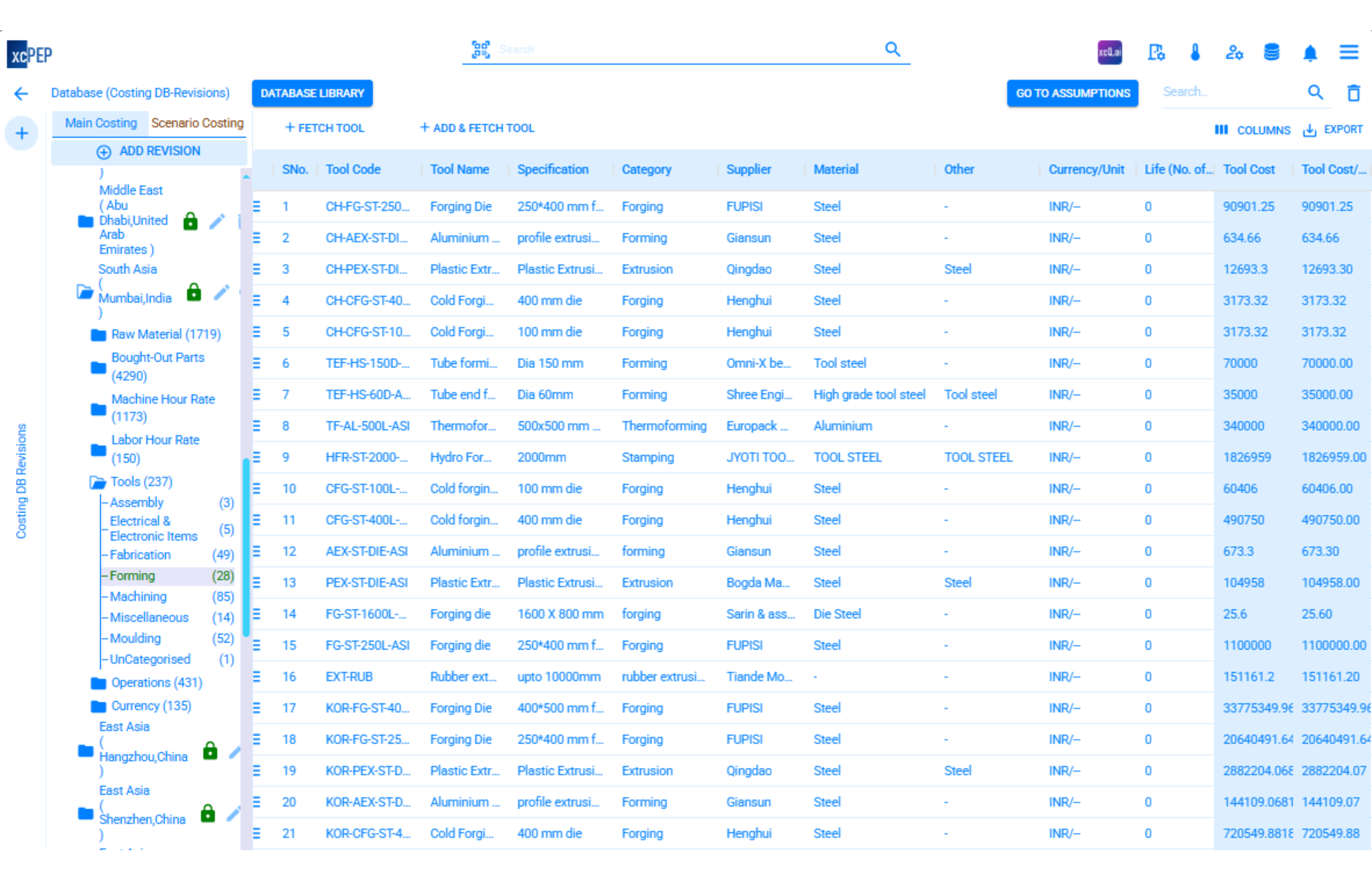 Tools Database Sample