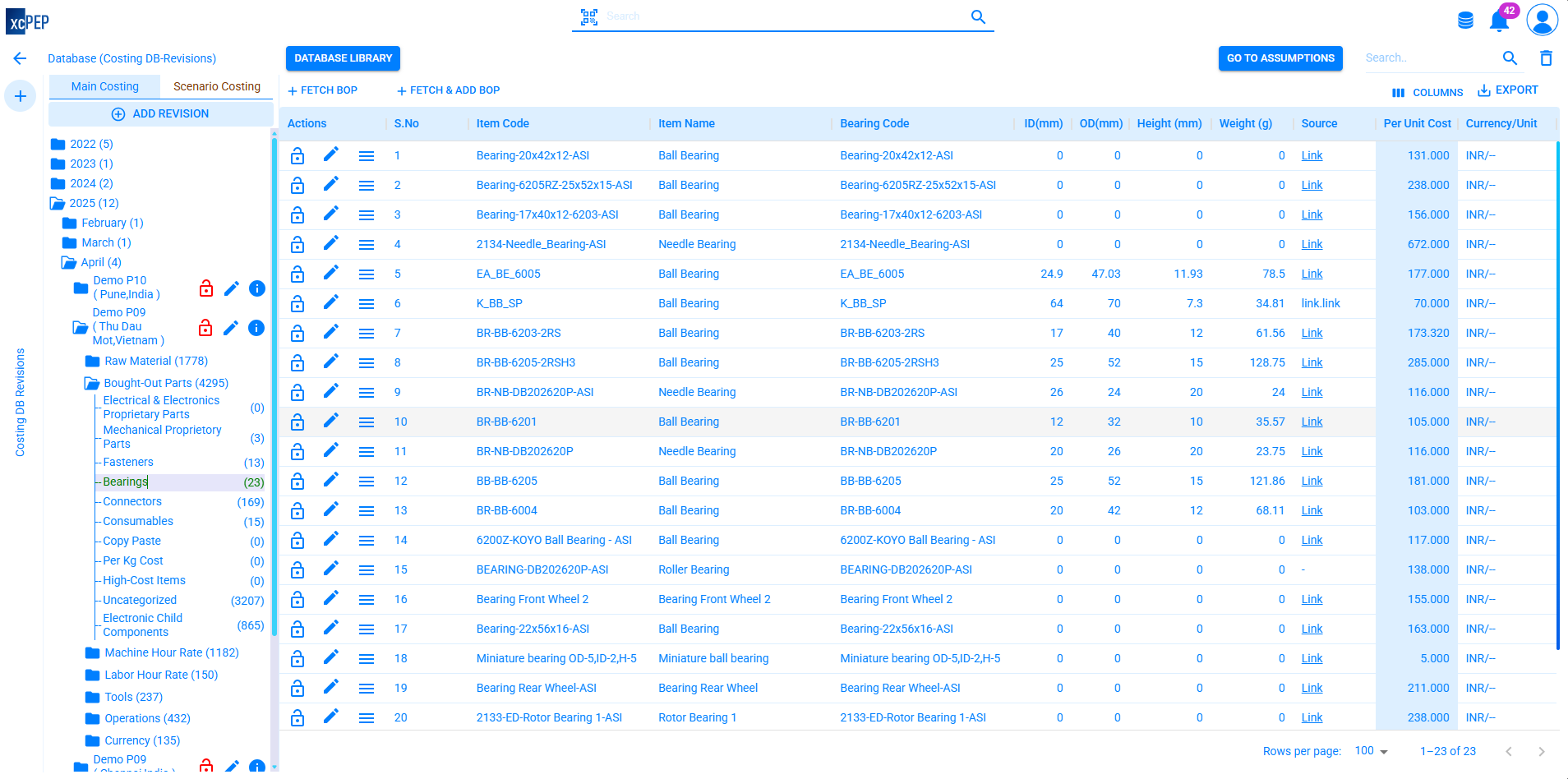 Mechanical Part Database Sample