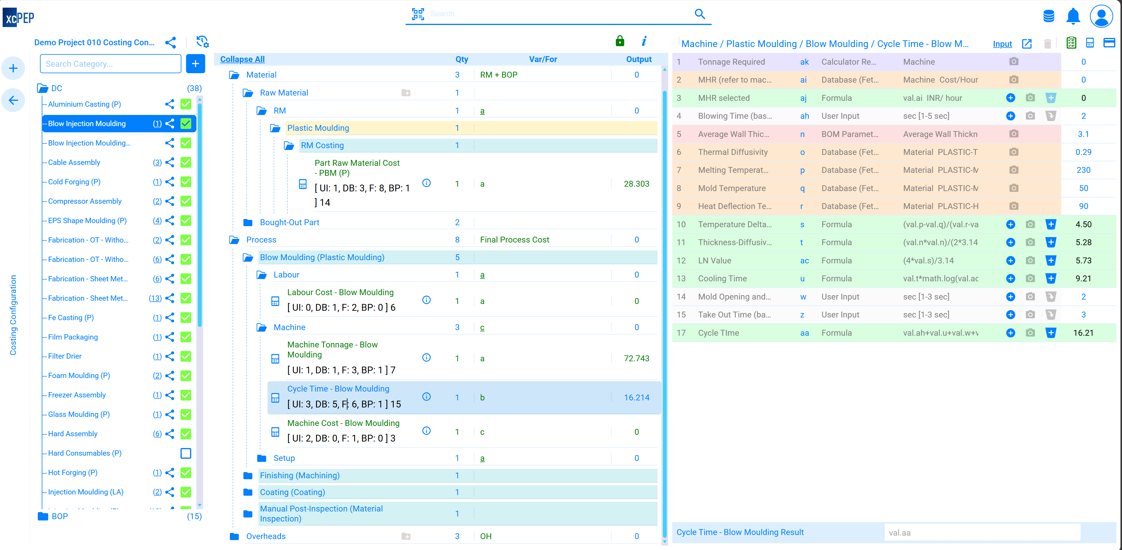 Configurable Cost Models interface