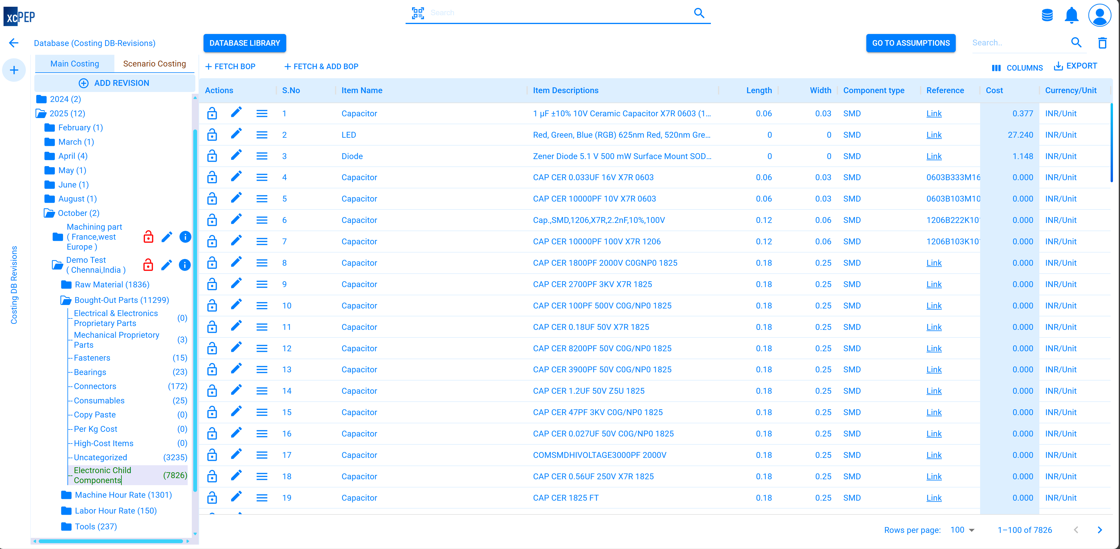 Electronic Part Database Sample